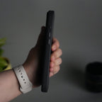 iPhone 17 Pro Max Carbon Fiber Texture Case with Metal Camera Frame & Rotating Ring Stand