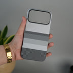 iPhone 17 Pro Max Carbon Fiber Texture Design Hard Pc MagSafe Case Cover GrayBlackLine Design