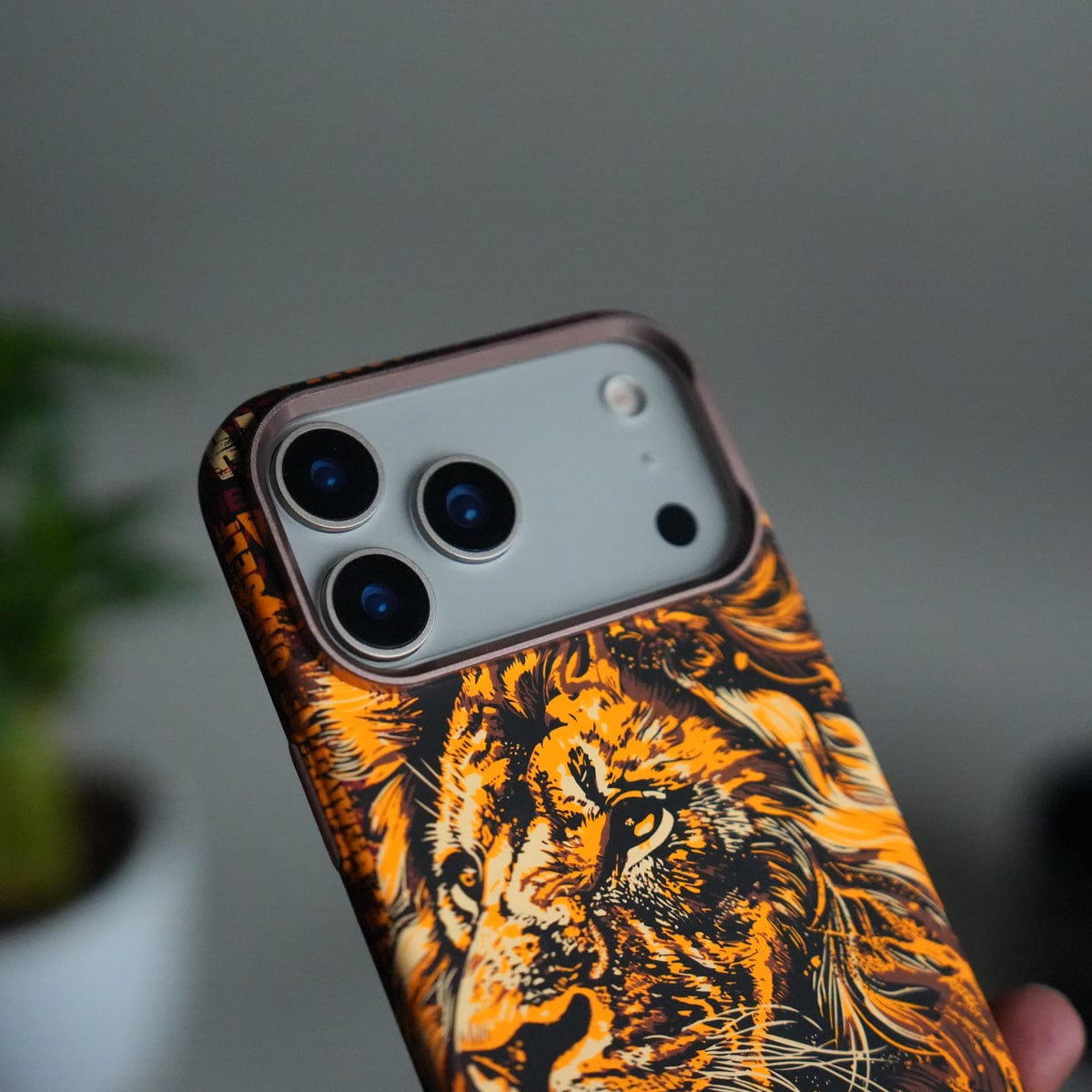 iPhone 17 Pro Max Carbon Fiber Texture Design Hard Pc MagSafe Case Cover LionKing