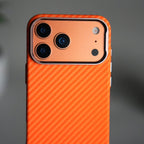 iPhone 17 Pro Max Carbon Fiber Texture Design Hard Pc MagSafe Case Cover OrangeCarbon