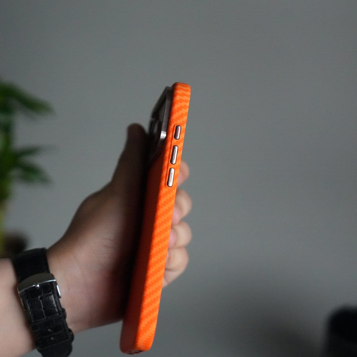 iPhone 17 Pro Max Carbon Fiber Texture Design Hard Pc MagSafe Case Cover OrangeCarbon