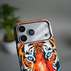 iPhone 17 Pro Max Carbon Fiber Texture Design Hard Pc MagSafe Case Cover Tiger