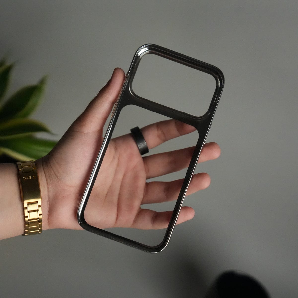 iPhone 17 Pro Max Clear Shell Case | Slim Back Cover with Electroplated Edges