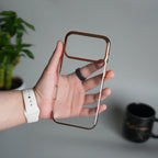 iPhone 17 Pro Max Clear Transparent Case | Slim Back Cover with Electroplated Edges | Desert Gold