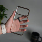 iPhone 17 Pro Max Clear Transparent Case | Slim Back Cover with Electroplated Edges | Desert Gold