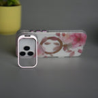 iPhone 17 Pro Max FloraCrystal Clear Floral Design Case with Color Metal Camera Stand Frame