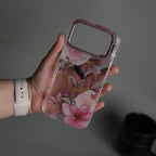 iPhone 17 Pro Max FloraCrystal Clear Floral Design Case with Color Metal Camera Stand Frame