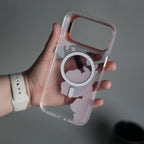 iPhone 17 Pro Max FloraCrystal Clear Floral Design Case with Color Metal Camera Stand Frame