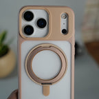iPhone 17 Pro Max Frosted Case with MagSafe Metal Kickstand | Shockproof Matte Hybrid Cover