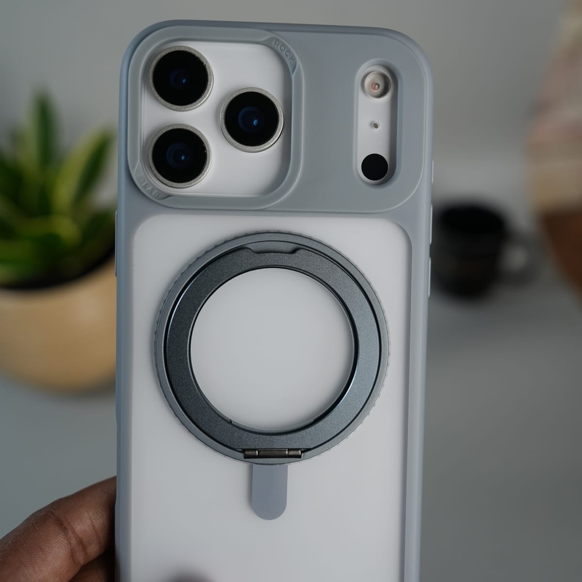 iPhone 17 Pro Max Frosted Case with MagSafe Metal Kickstand | Shockproof Matte Hybrid Cover