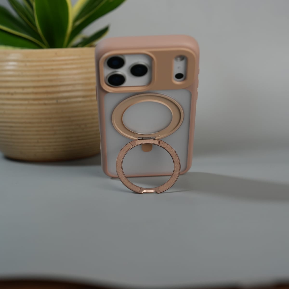 iPhone 17 Pro Max Frosted Case with MagSafe Metal Kickstand | Shockproof Matte Hybrid Cover