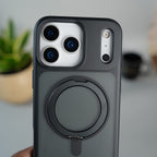iPhone 17 Pro Max Frosted Case with MagSafe Metal Kickstand | Shockproof Matte Hybrid Cover