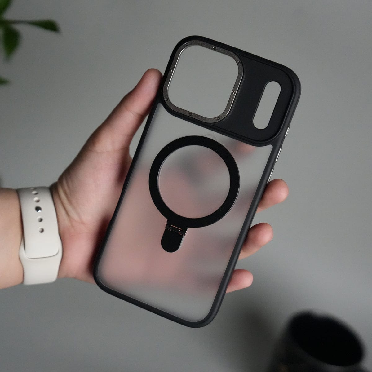 iPhone 17 Pro Max Frosted Case with Metal Camera Bump & Metal Kickstand | Shockproof Matte Hybrid Cover