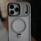 iPhone 17 Pro Max Frosted Case with Metal Camera Bump & Metal Kickstand | Shockproof Matte Hybrid Cover
