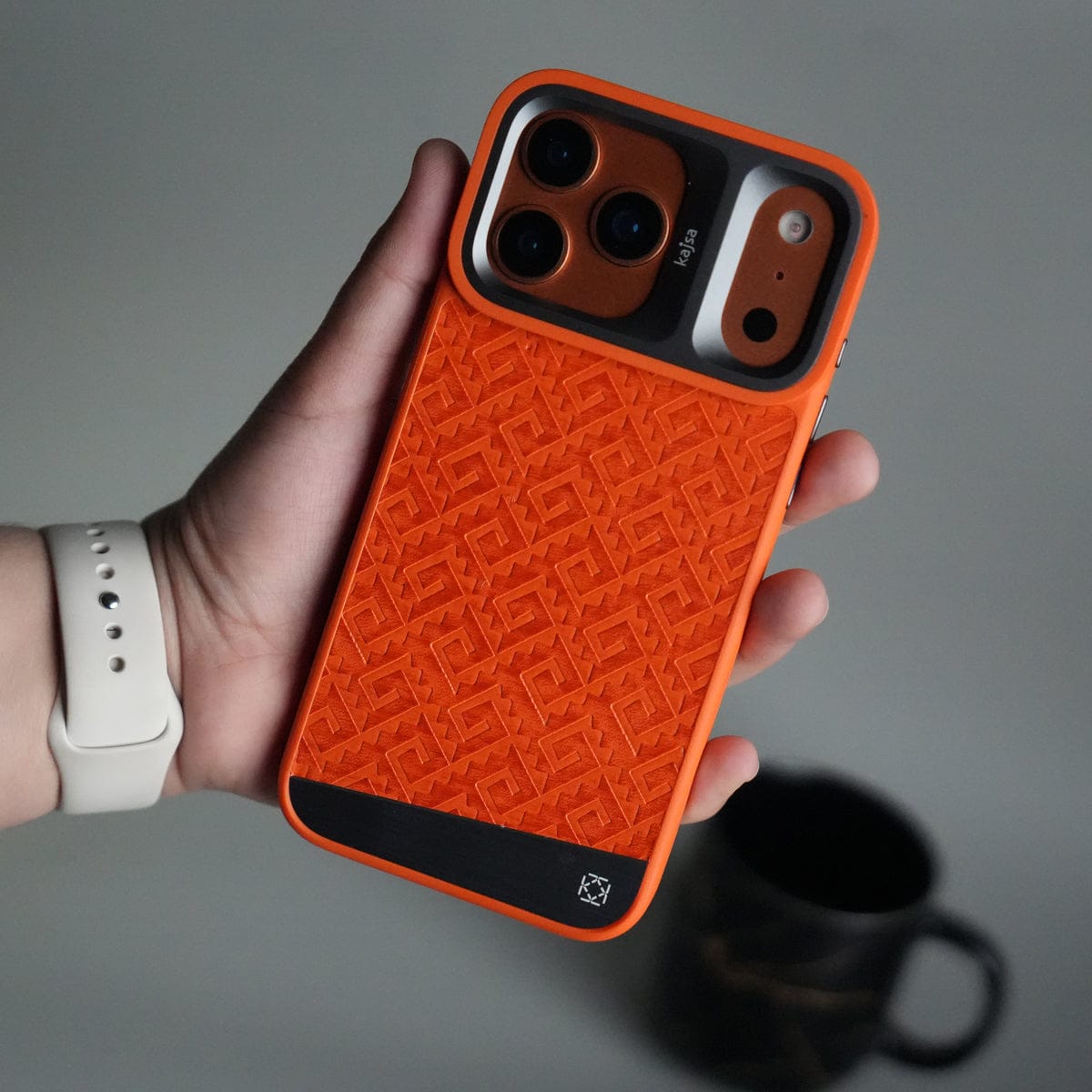 iPhone 17 Pro Max GeoMaze Pattern Leather Case | Premium Luxury Back Cover with Metal Camera Frame