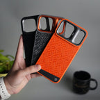 iPhone 17 Pro Max GeoMaze Pattern Leather Case | Premium Luxury Back Cover with Metal Camera Frame