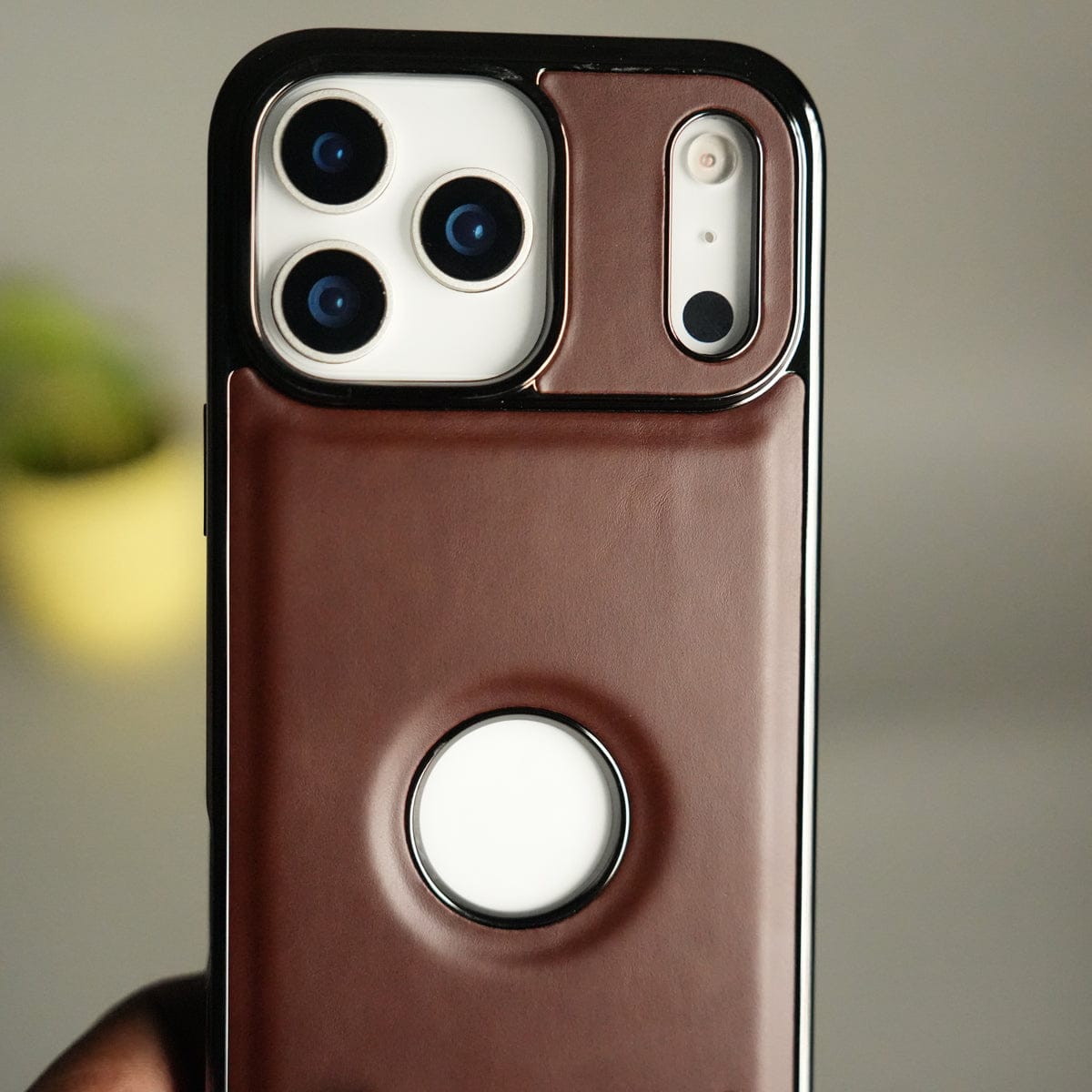 iPhone 17 Pro Max JTP PU Leather Logo Cut Case Premium Finish Cover