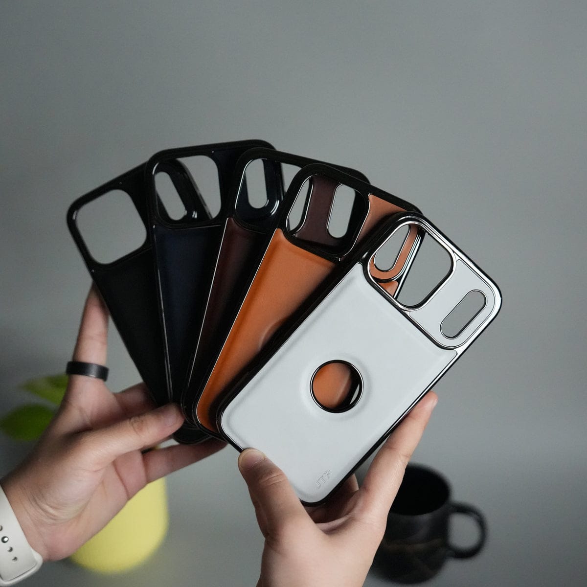 iPhone 17 Pro Max JTP PU Leather Logo Cut Case Premium Finish Cover