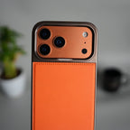 iPhone 17 Pro Max Leather Mate Chrome Plated Kick Stand Case Cover