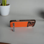 iPhone 17 Pro Max Leather Mate Chrome Plated Kick Stand Case Cover