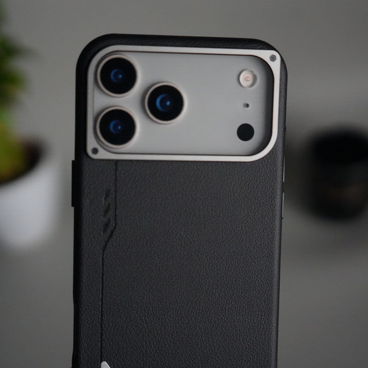 iPhone 17 Pro Max Leather Texture MagSafe PVC NUIU Case With Metal Camera Bump