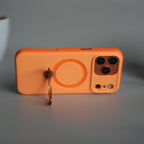 iPhone 17 Pro Max Liquid PC MagSafe Case | Soft Touch Back Cover with Metal Kickstand Ring