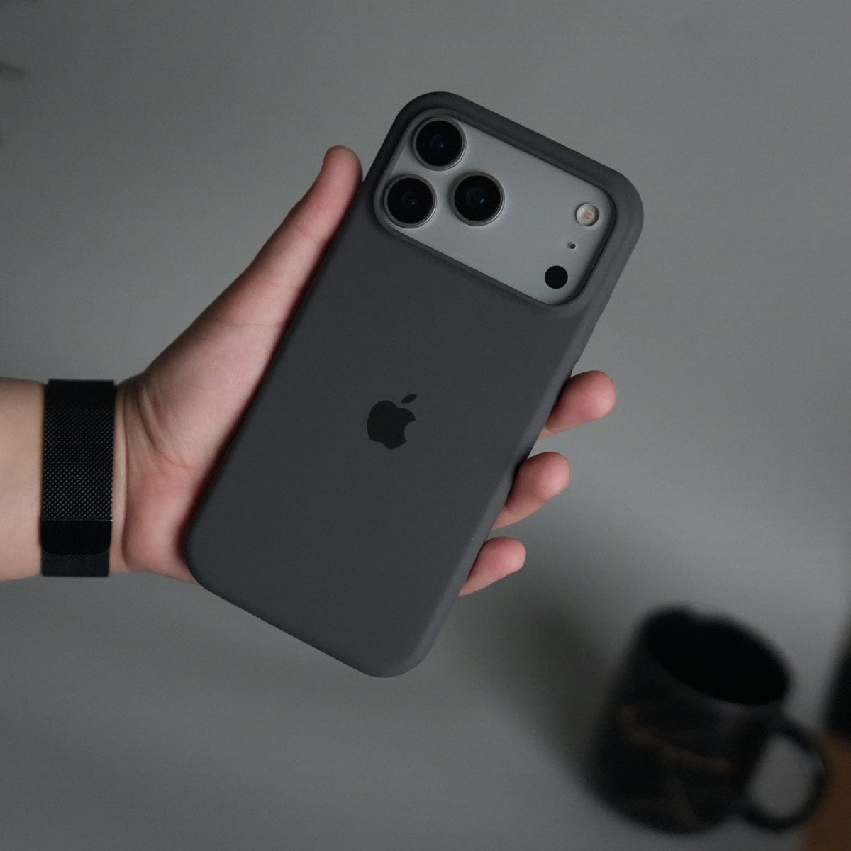 iPhone 17 Pro Max Liquid Silicone Case Cover (Dark Gray)