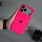 iPhone 17 Pro Max Liquid Silicone Case Cover | Neon Pink