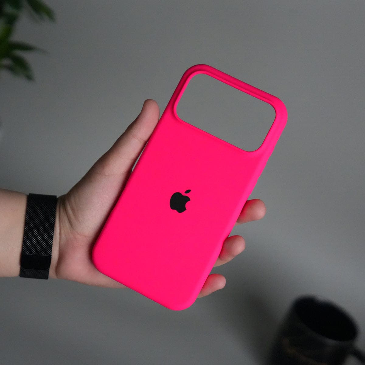 iPhone 17 Pro Max Liquid Silicone Case Cover | Neon Pink