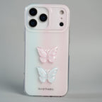 iPhone Series Luxury 3D Butterfly Gradient Case with Pearl Beaded Wristlet