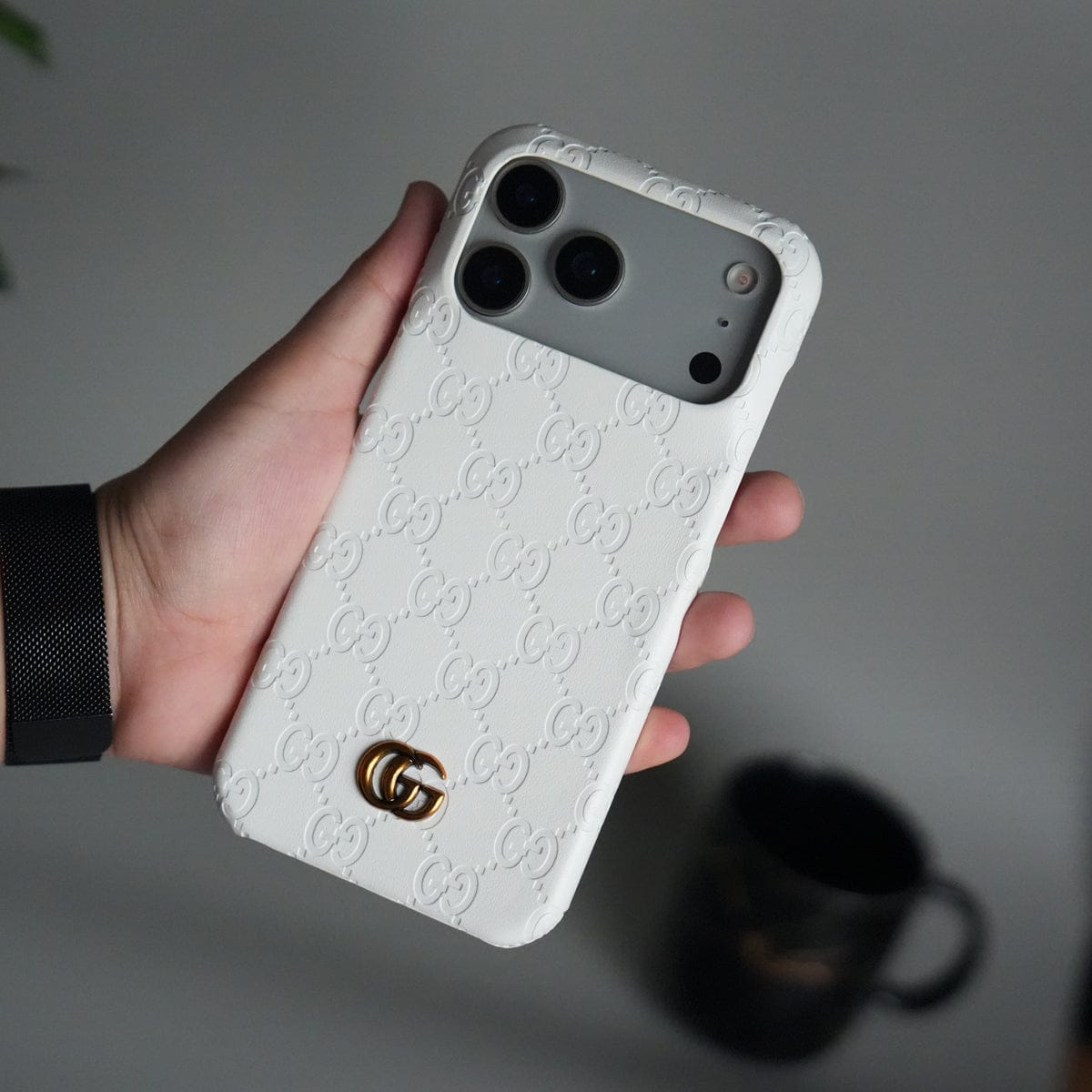 iPhone 17 Pro Max Luxury GG Fashion Leather Brand Case Cover