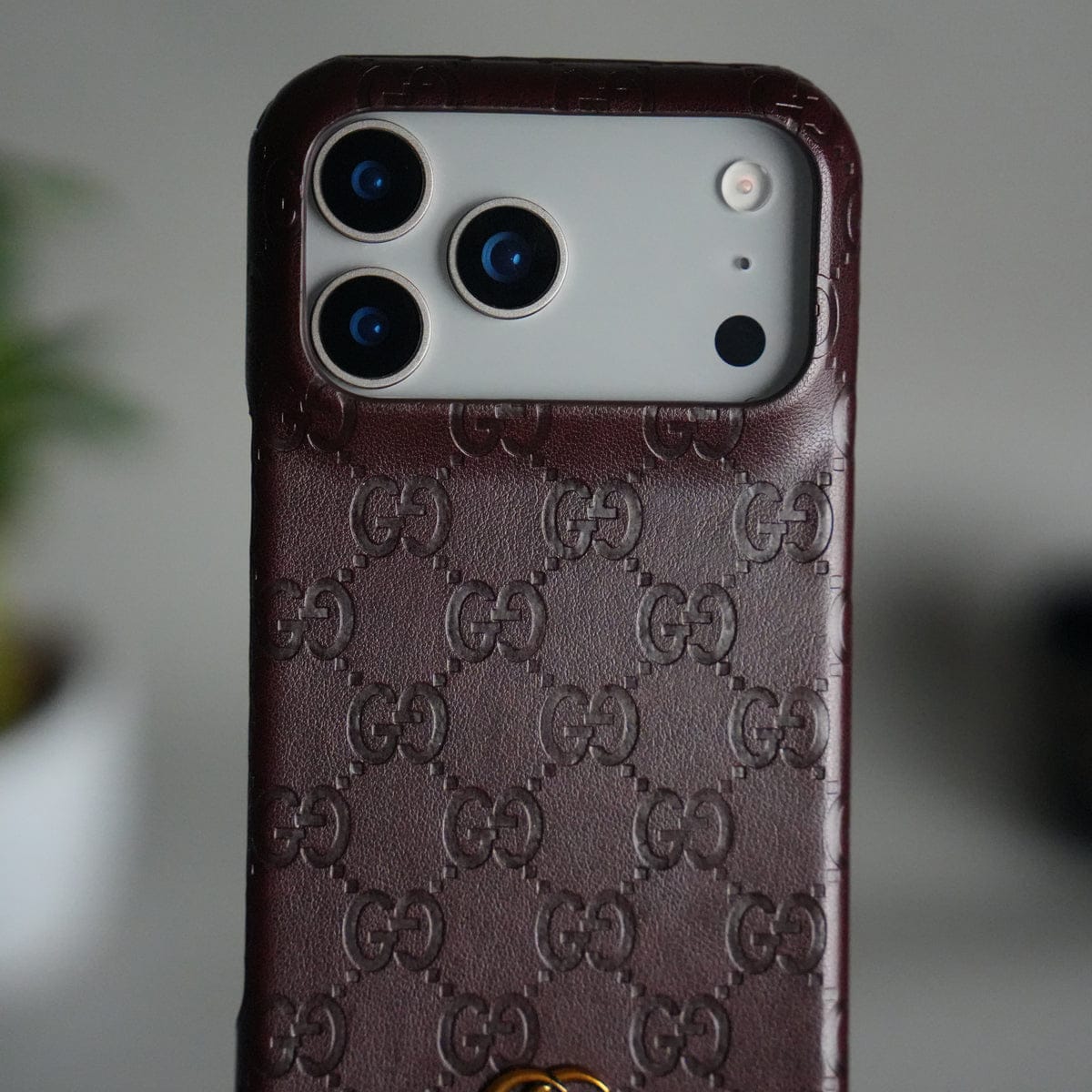 iPhone 17 Pro Max Luxury GG Fashion Leather Brand Case Cover