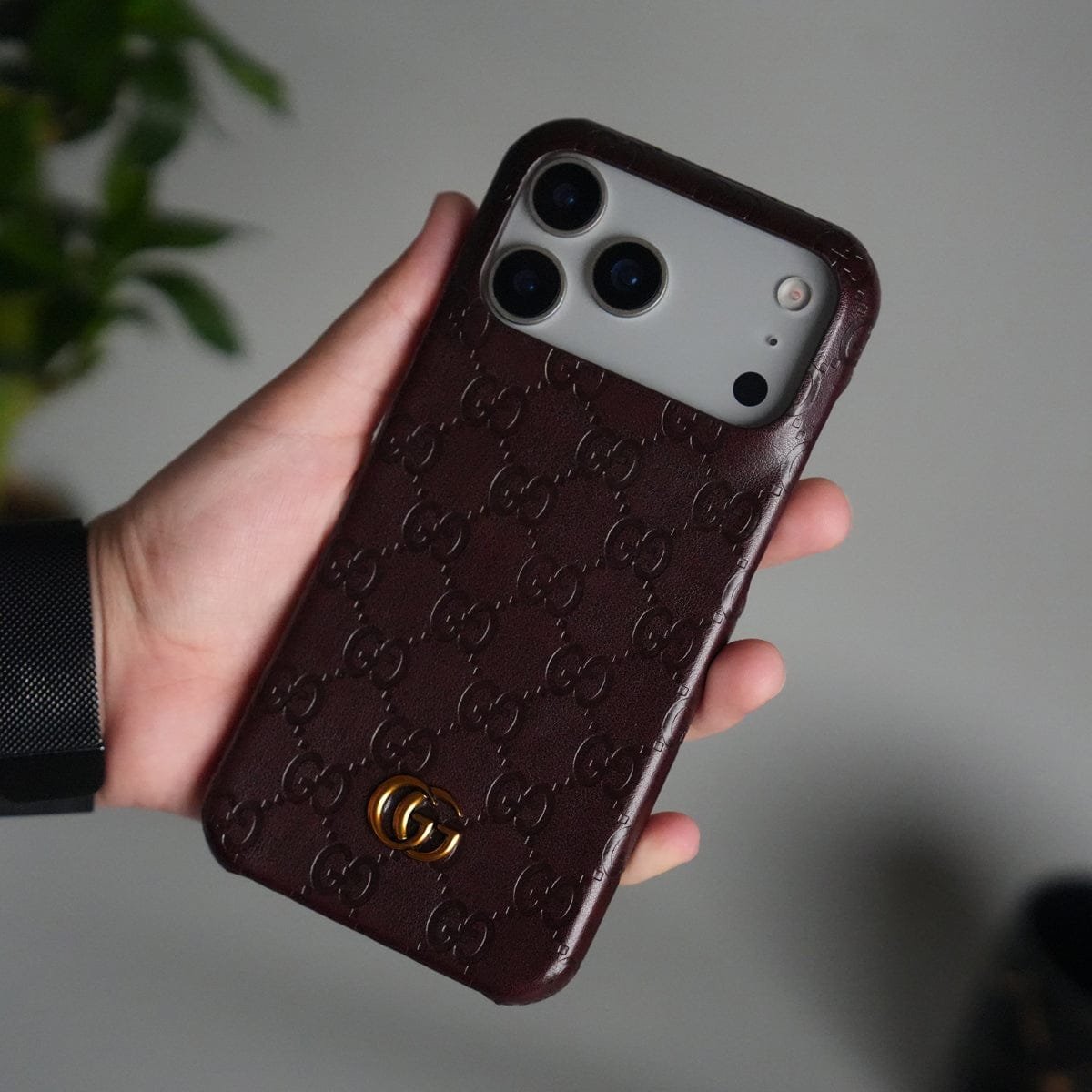 iPhone 17 Pro Max Luxury GG Fashion Leather Brand Case Cover
