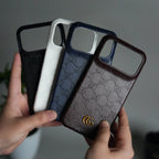 iPhone 17 Pro Max Luxury GG Fashion Leather Brand Case Cover