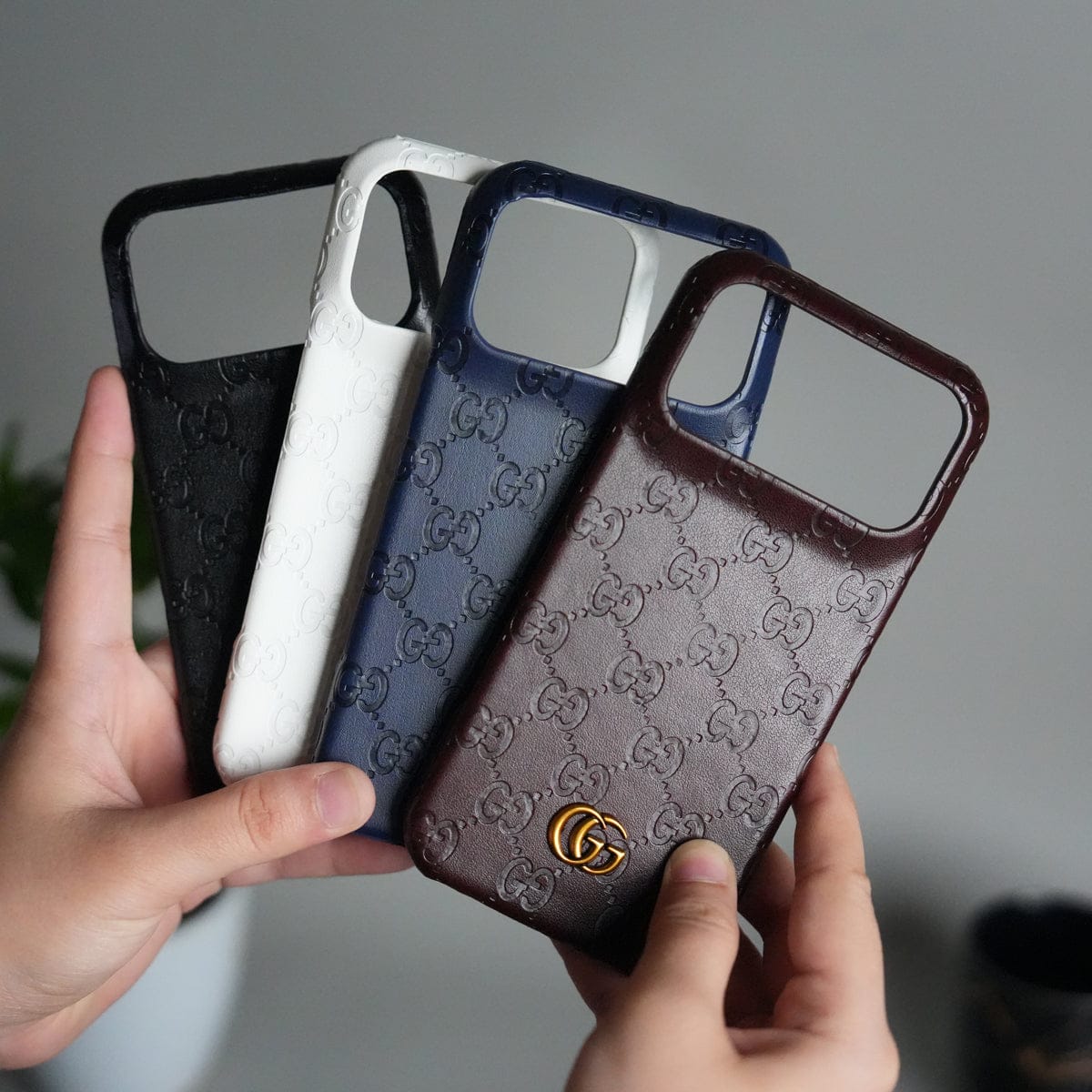 iPhone 17 Pro Max Luxury GG Fashion Leather Brand Case Cover