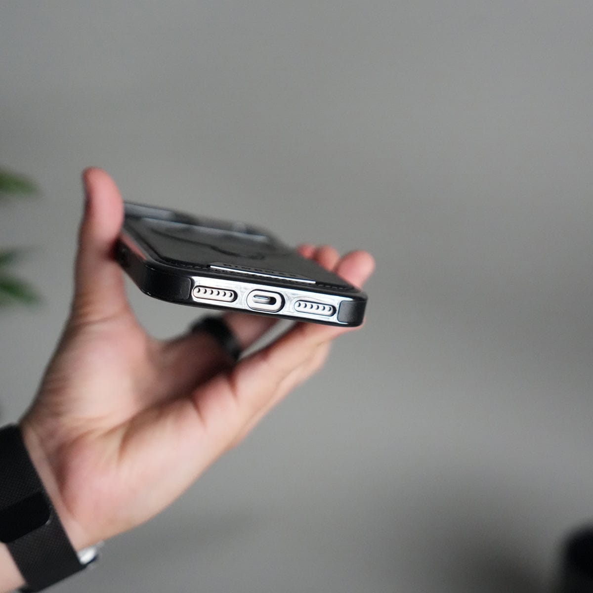 iPhone 17 Pro Max Luxury Leather Magnetic Ring Case | Metal Kickstand Cover with Chrome Frame