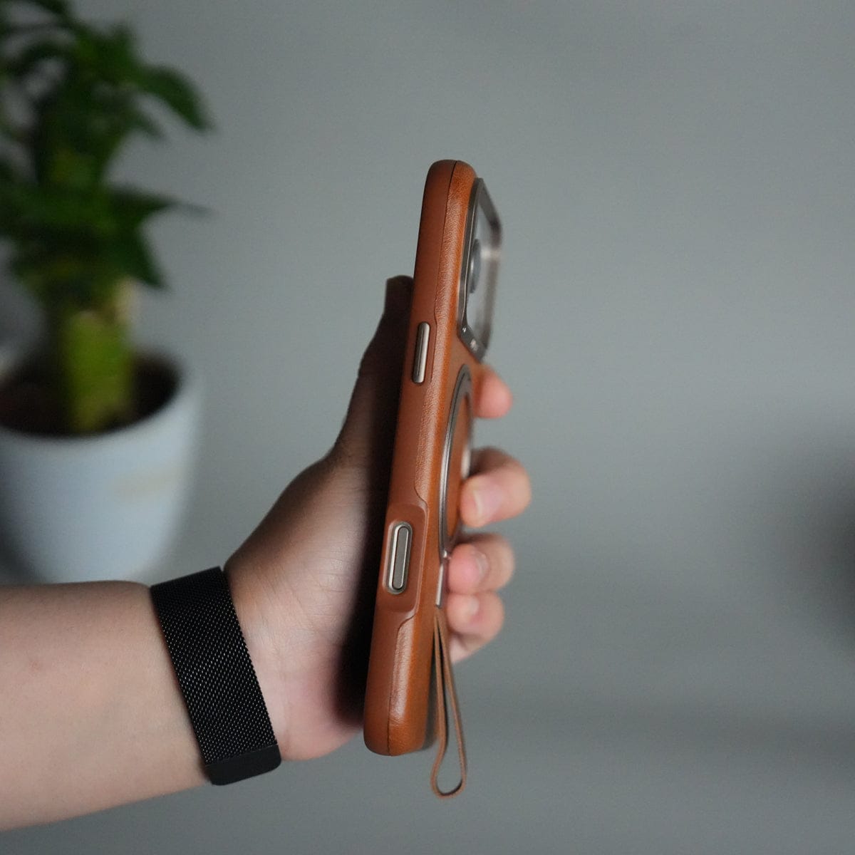 iPhone 17 Pro Max Luxury Leather MagSafe Case | Metal Ring Stand and Grip Holder Cover