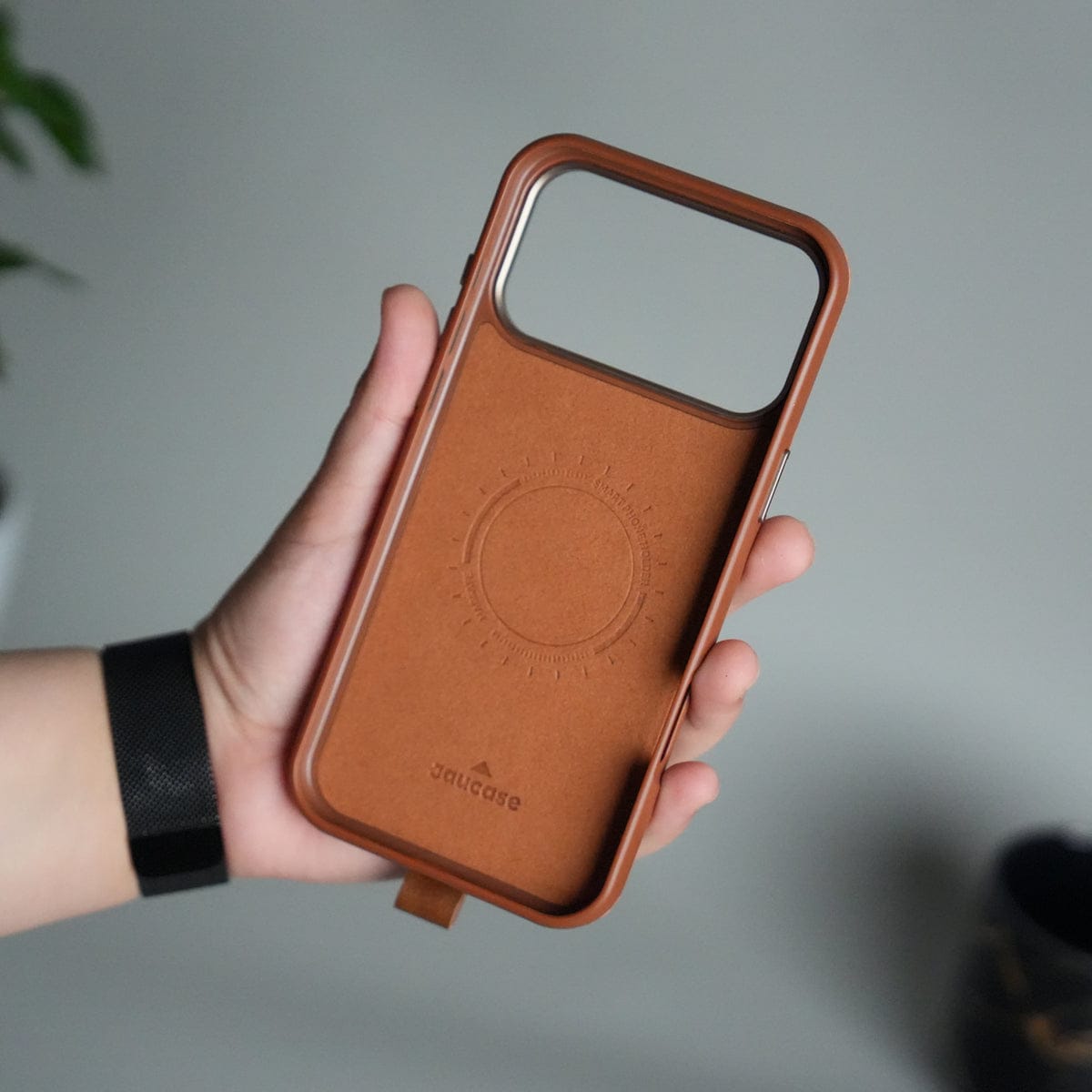 iPhone 17 Pro Max Luxury Leather MagSafe Case | Metal Ring Stand and Grip Holder Cover