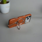 iPhone 17 Pro Max Luxury Leather MagSafe Case | Metal Ring Stand and Grip Holder Cover