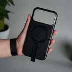 iPhone 17 Pro Max Luxury Leather MagSafe Case | Metal Ring Stand and Grip Holder Cover