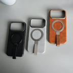 iPhone 17 Pro Max Luxury Leather MagSafe Case | Metal Ring Stand and Grip Holder Cover