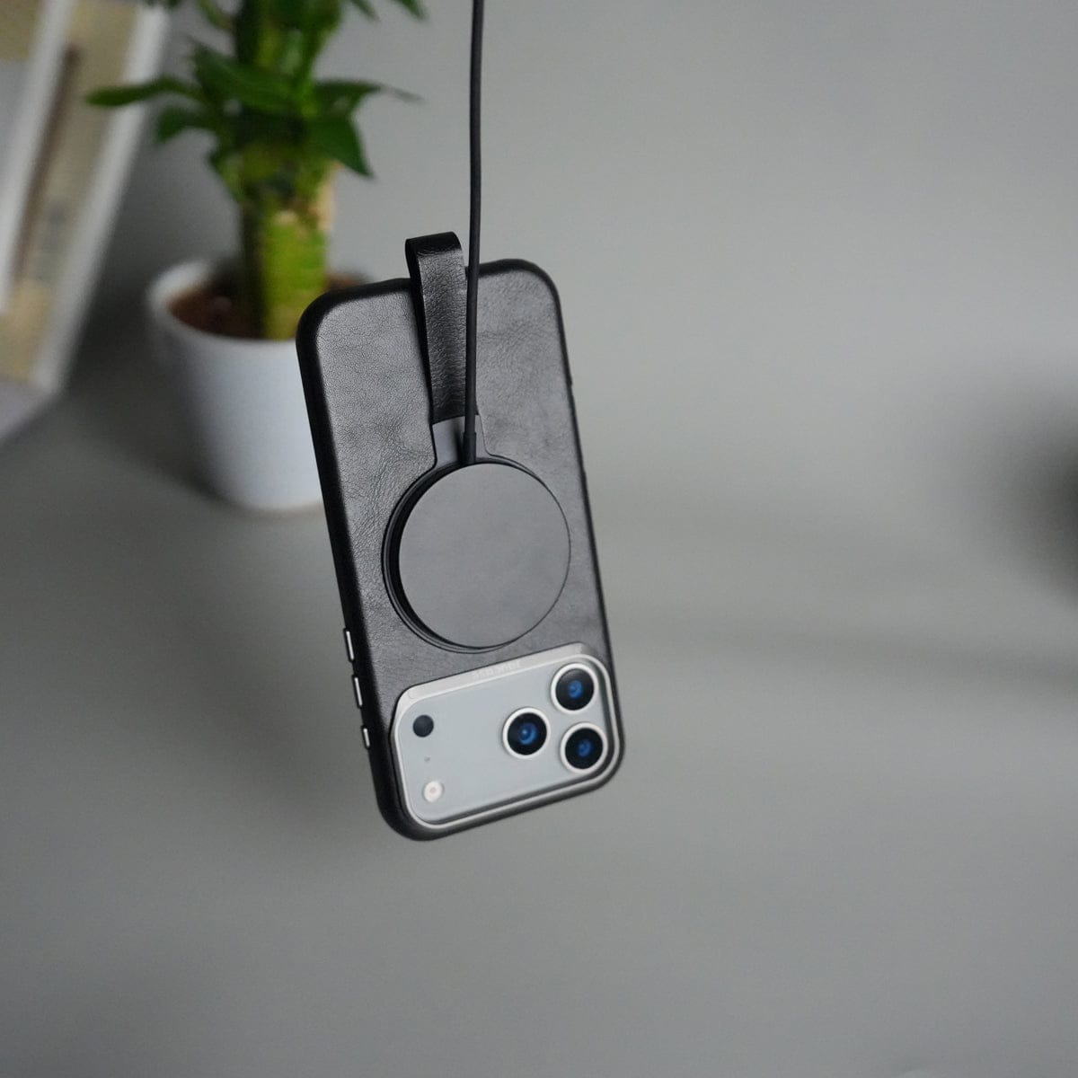 iPhone 17 Pro Max Luxury Leather MagSafe Case | Metal Ring Stand and Grip Holder Cover