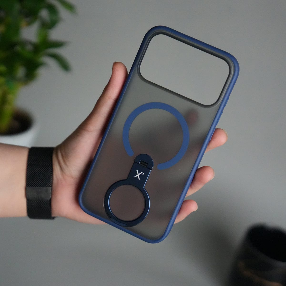 iPhone 17 Pro Max Magnetic Ring Stand Case | Frosted Shockproof Back Cover with Metal Kickstand & MagSafe Support