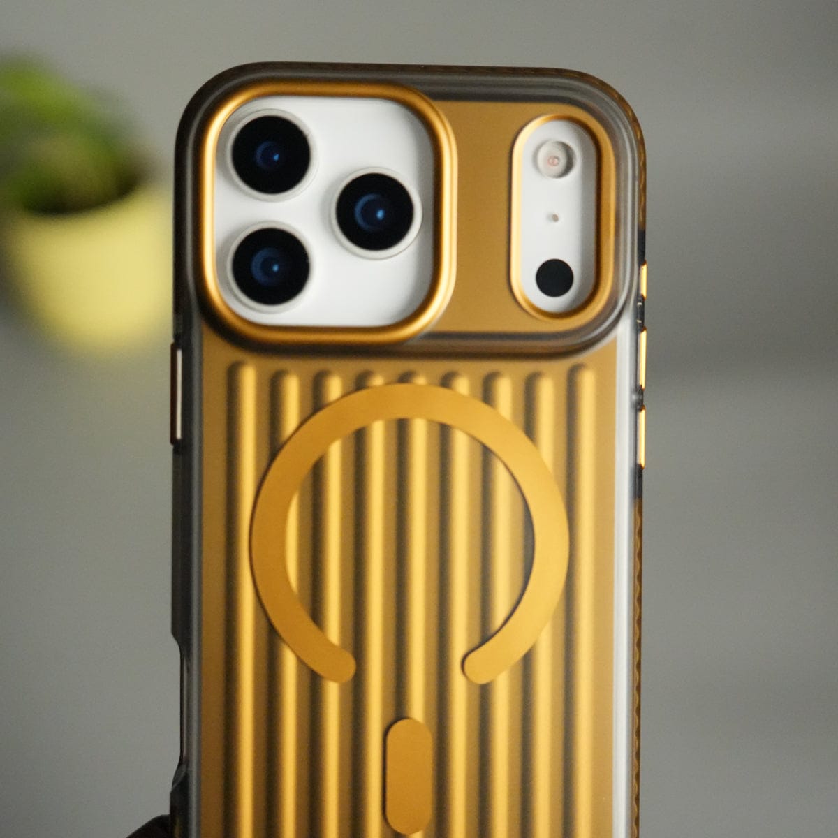 iPhone 17 Pro Max MagSafe Suitcase Design Case | Shiny Texture Back Cover