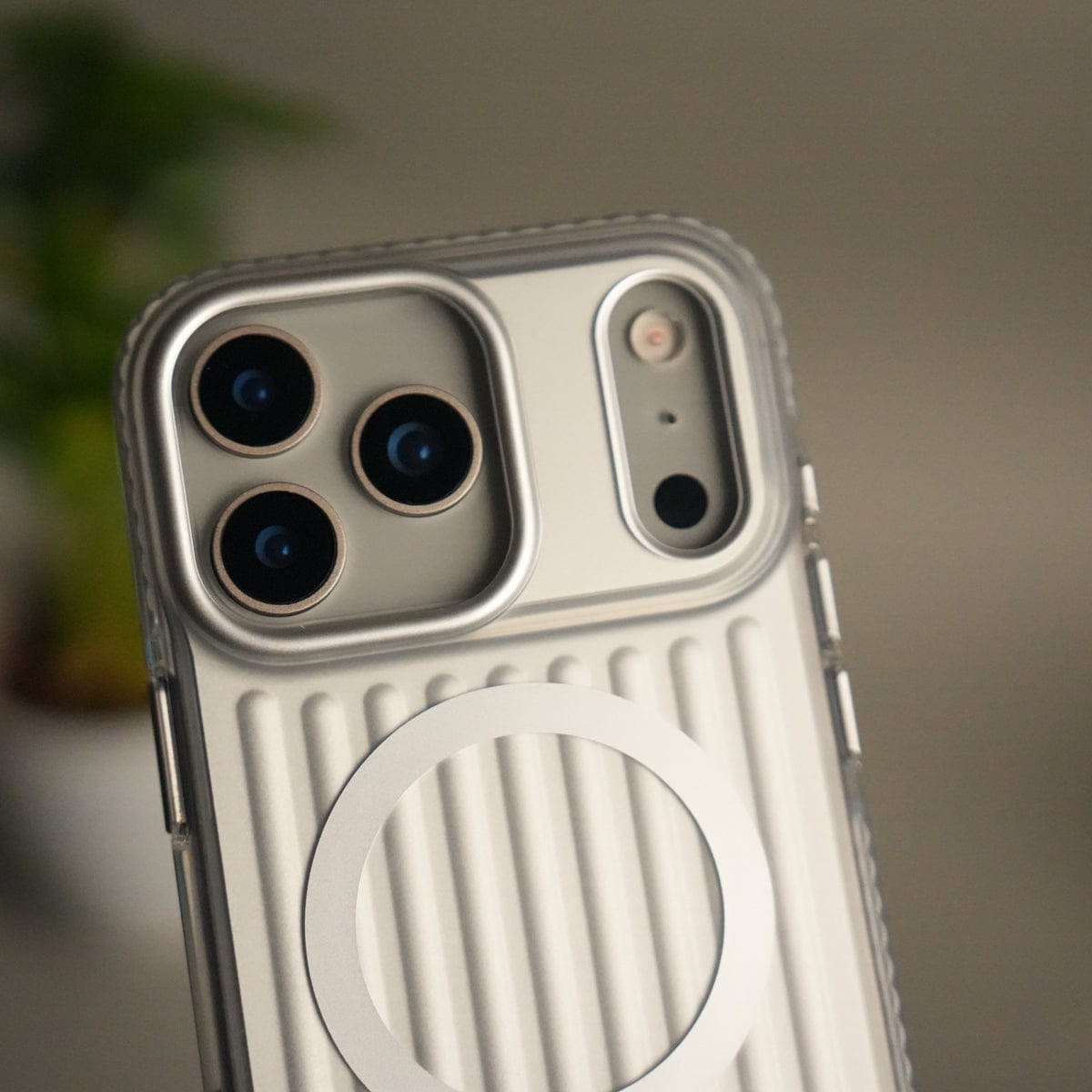 iPhone 17 Pro Max MagSafe Suitcase Design Case | Shockproof Ribbed Texture Back Cover
