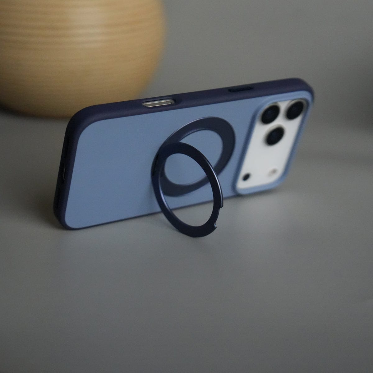 iPhone 17 Pro Max Matte Shockprof Case with Metal 360° Kickstand