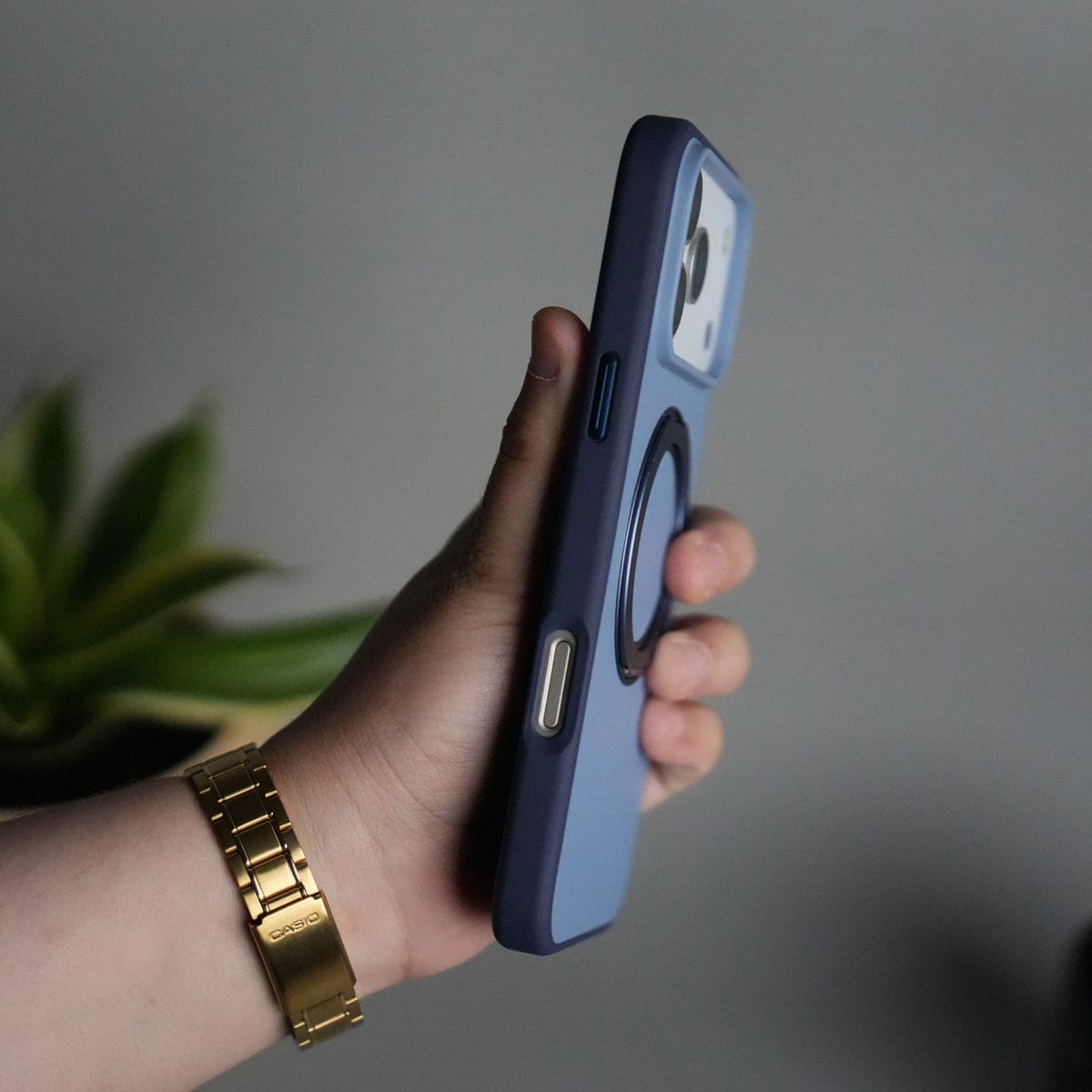 iPhone 17 Pro Max Matte Shockprof Case with Metal 360° Kickstand