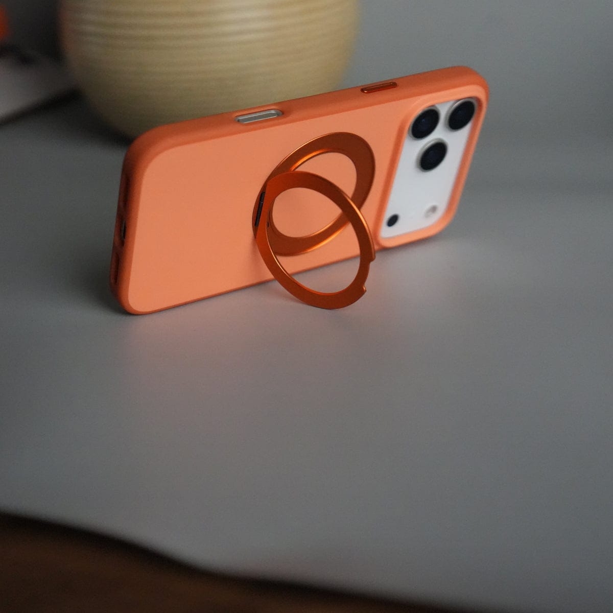 iPhone 17 Pro Max Matte Shockprof Case with Metal 360° Kickstand