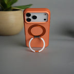 iPhone 17 Pro Max Matte Shockprof Case with Metal 360° Kickstand