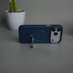 iPhone 17 Pro Max Premium Leather Kickstand Case | Metal Ring Stand | Shockproof Back Cover